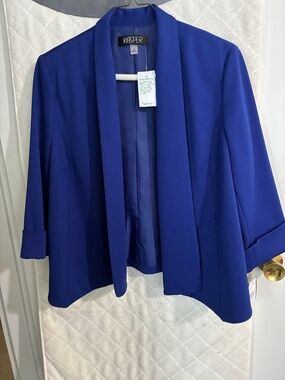 KASPER WOMENS SOFT BLUE POLY BLEND JACKET NEW WITH TAGS SIZE 14